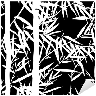 Bamboo Leaf Background - Schwarze U. Weiße Blumen-collage Quadratische Wanduhr (400x400), Png Download