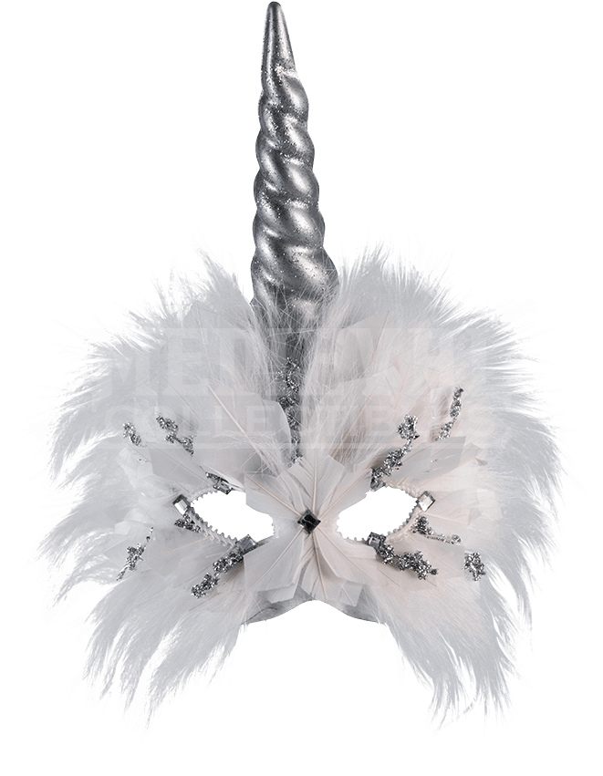 Whimsical Unicorn Masquerade Mask - Feathered Unicorn Half Mask 78337 (850x850), Png Download