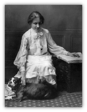 Helen Keller With Dog - Helen Keller (360x462), Png Download