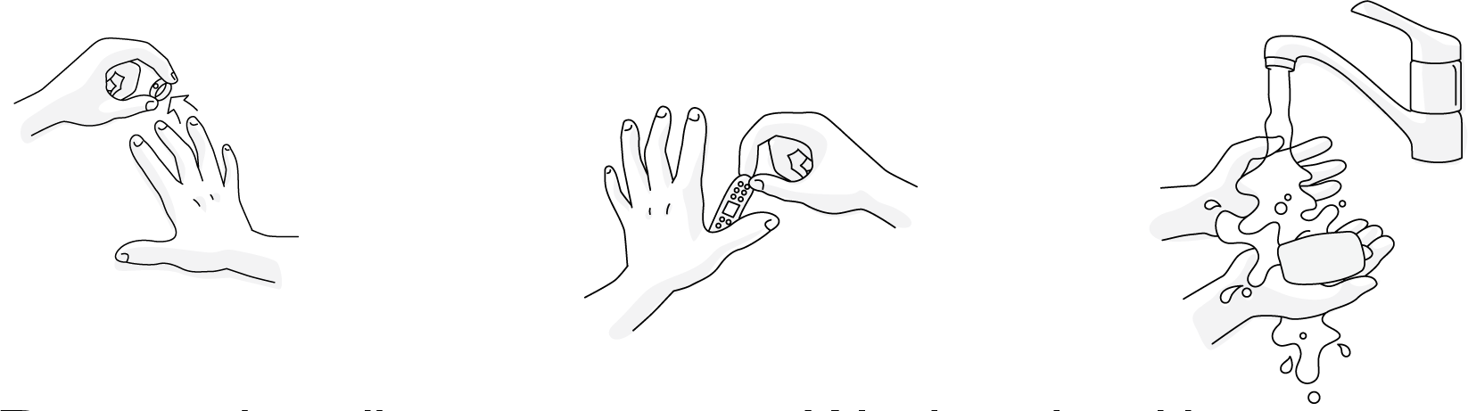 Remove Jewellery And Cover Abrasions, Wet Hands With - Sketch (1646x461), Png Download