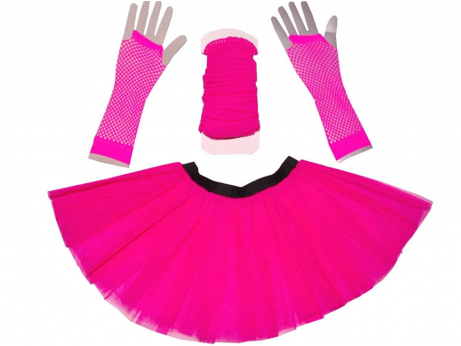 Just For Fun Neon Pink 3 Layer Tutu Set, Leg Warmer - New Adult Fancy Dress Hen Night Stag Night Tutu Three (460x460), Png Download