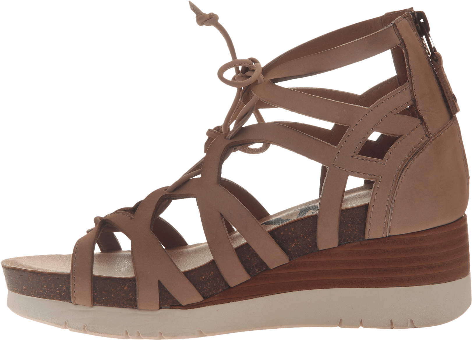 Womens Gladiator Lace Up Wedge Escapade In Warm Pink - Wedge (1782x1782), Png Download