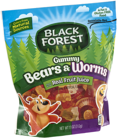 Black Forest Gummy Bears & Worms - 11 Oz Pack (600x600), Png Download