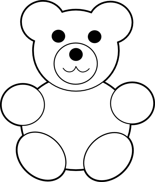 Teddy Bear Clipart Stencil - Free Teddy Bear Free Clipart Black And White (510x597), Png Download