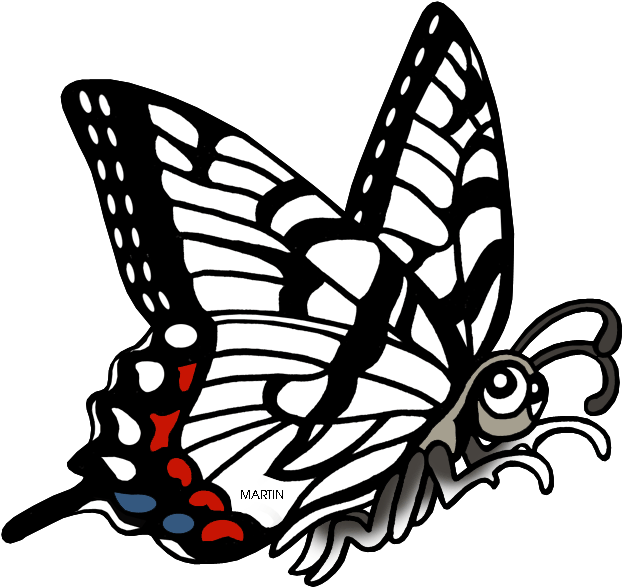 Zebra Clipart Phillip Martin - Zebra Swallowtail Clipart (648x614), Png Download