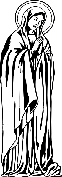 Download Virgin Mary Praying Clipart - Mother Mary Black And White (210x593), Png Download