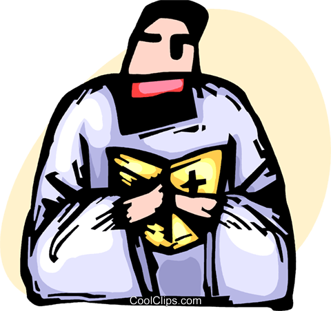 Priest Holding A Bible And Praying Royalty Free Vector (480x452), Png Download