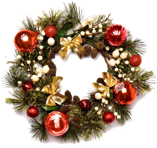 Christmas Wreath - Christmas Wreath Png (576x360), Png Download