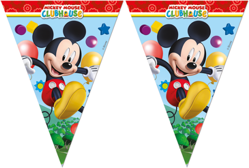 Playful Mickey Mouse Triangle Flag Banner - Mickey Mouse Clubhouse (500x406), Png Download