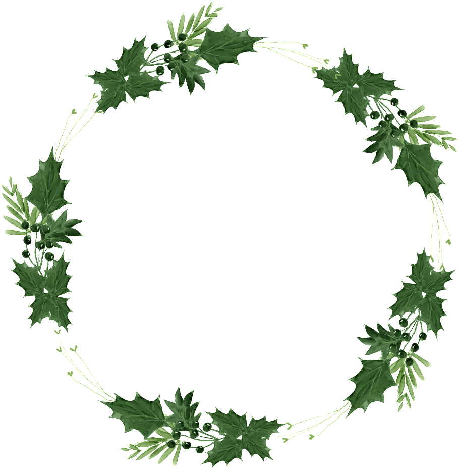Hand Painted Green Leaf Wreath Png Transparent - Leaf (1024x994), Png Download