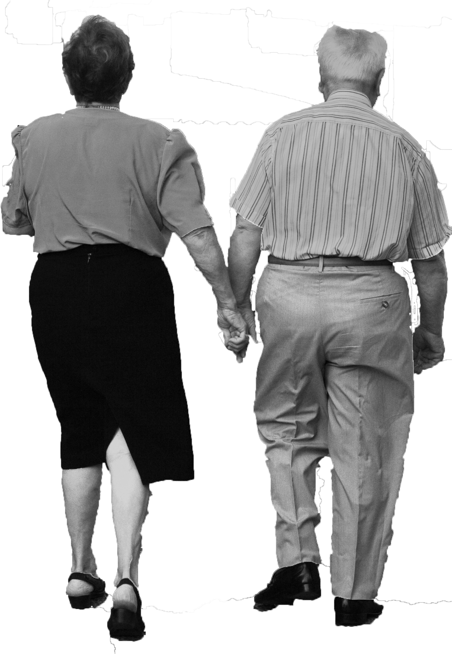 Ex109 Oldcouplewalking Bw - Architect (1608x2208), Png Download