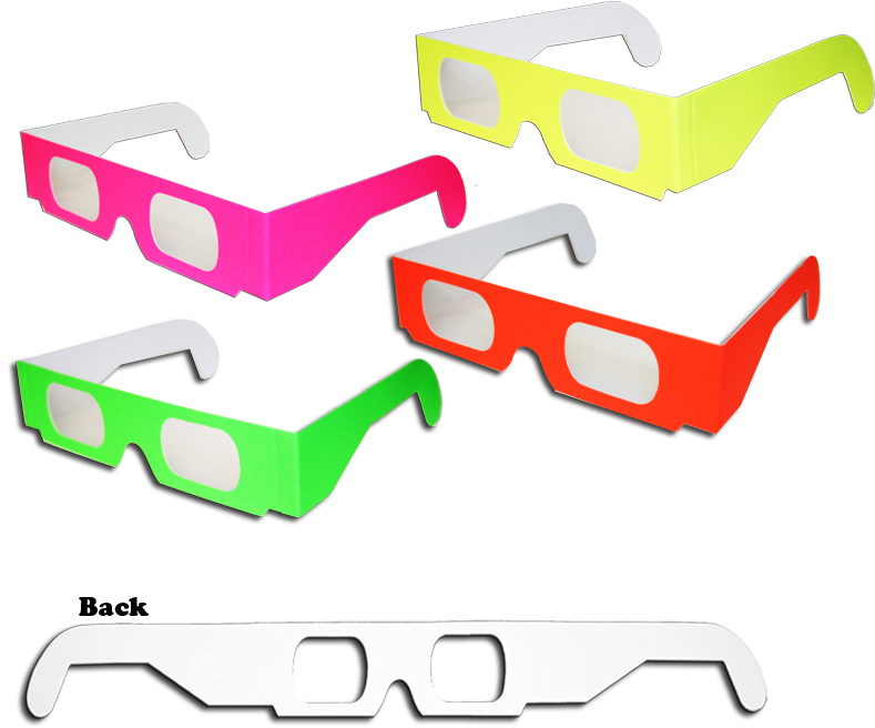 Fogos De Artifício Coloridos Óculos 3d - 16 Pairs Prism Diffraction Neon Fireworks Glasses - (797x702), Png Download