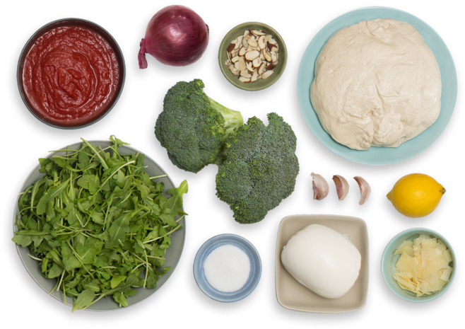 Crispy Broccoli & Red Onion Pizza With Shaved Parmesan - Salad (700x477), Png Download