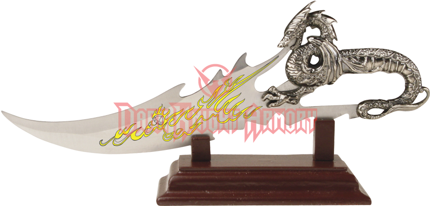 Yellow Fire Breathing Dragon Dagger - Dagger (842x842), Png Download