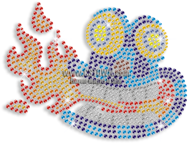 Funny Frog Breathing Fire Hot Fix Rhinestone Transfer - Cross-stitch (450x450), Png Download