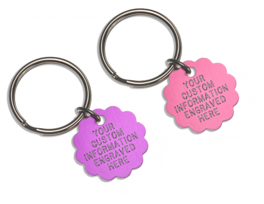 Small Flower Shaped Aluminum Key Id Tag - Aluminium (540x417), Png Download