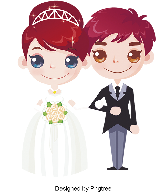 Creative Cartoon Wedding Couple Marriage, Cartoon Couple, - Cartoon Wedding Invitations Png (800x800), Png Download