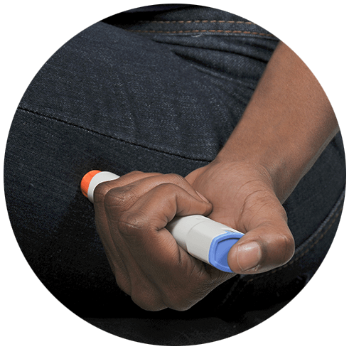 Anaphylaxis - Epipen In Leg (500x500), Png Download