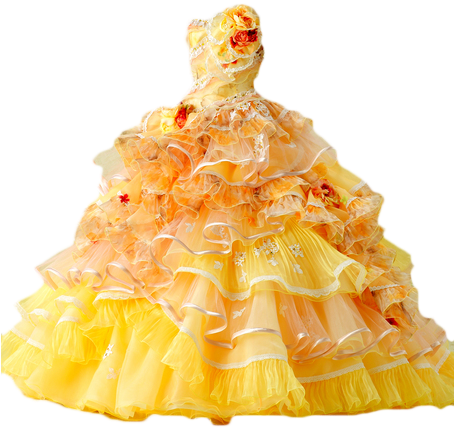 Gown Clipart Yellow Dress - Dress (453x680), Png Download