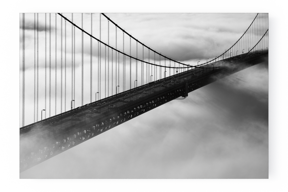 Photo Golden Gate Bridge In Fog - Golden Gate Bridge (1000x667), Png Download