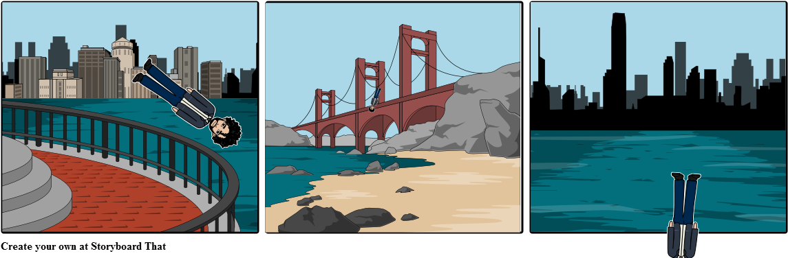 Trent Jumps From The Golden Gate - Comics (1164x385), Png Download