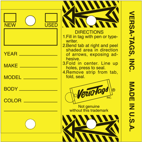 Yellow Genuine Versa-tags Key Tags 250/box 200ye - Blue - Genuine Versa-tag Key Tags, Self-protecting (500x500), Png Download