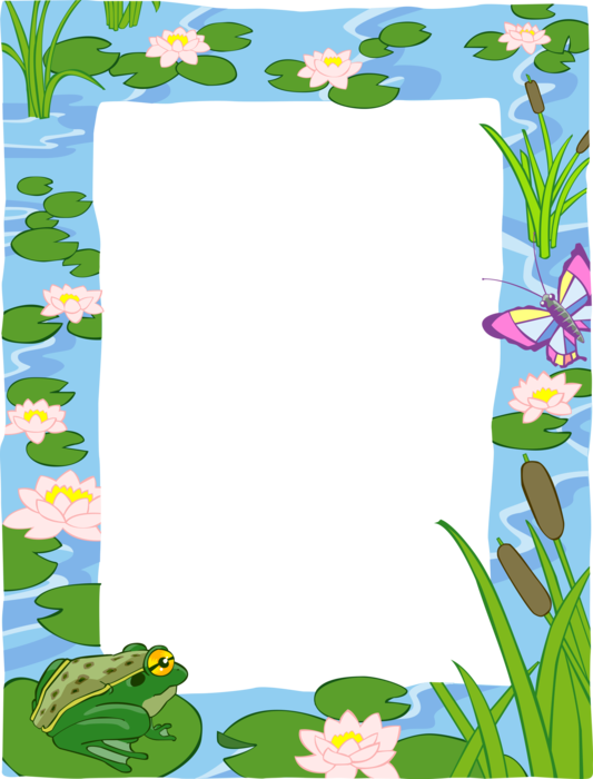 Vector Illustration Of Pond With Frog, Butterfly Winged - Teacher Appreciation Week Letter Templates (533x700), Png Download