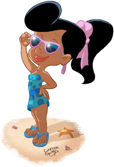 A Sunny Day At The Beach By Cartoongurra - Beach (500x776), Png Download