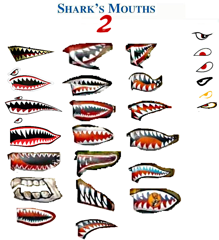 Part Two All The Shark Mouths I Could Find Used On - Tamco Recon Decal Set (736x821), Png Download