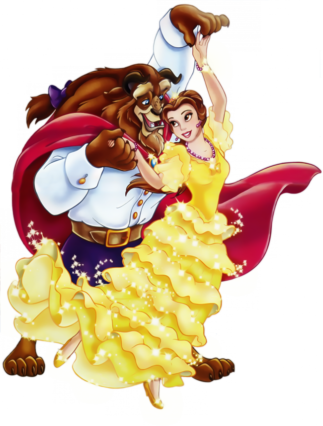 Belle And The Beast Having A Romantic Dance - Beauty And The Beast Belle Gown (650x856), Png Download