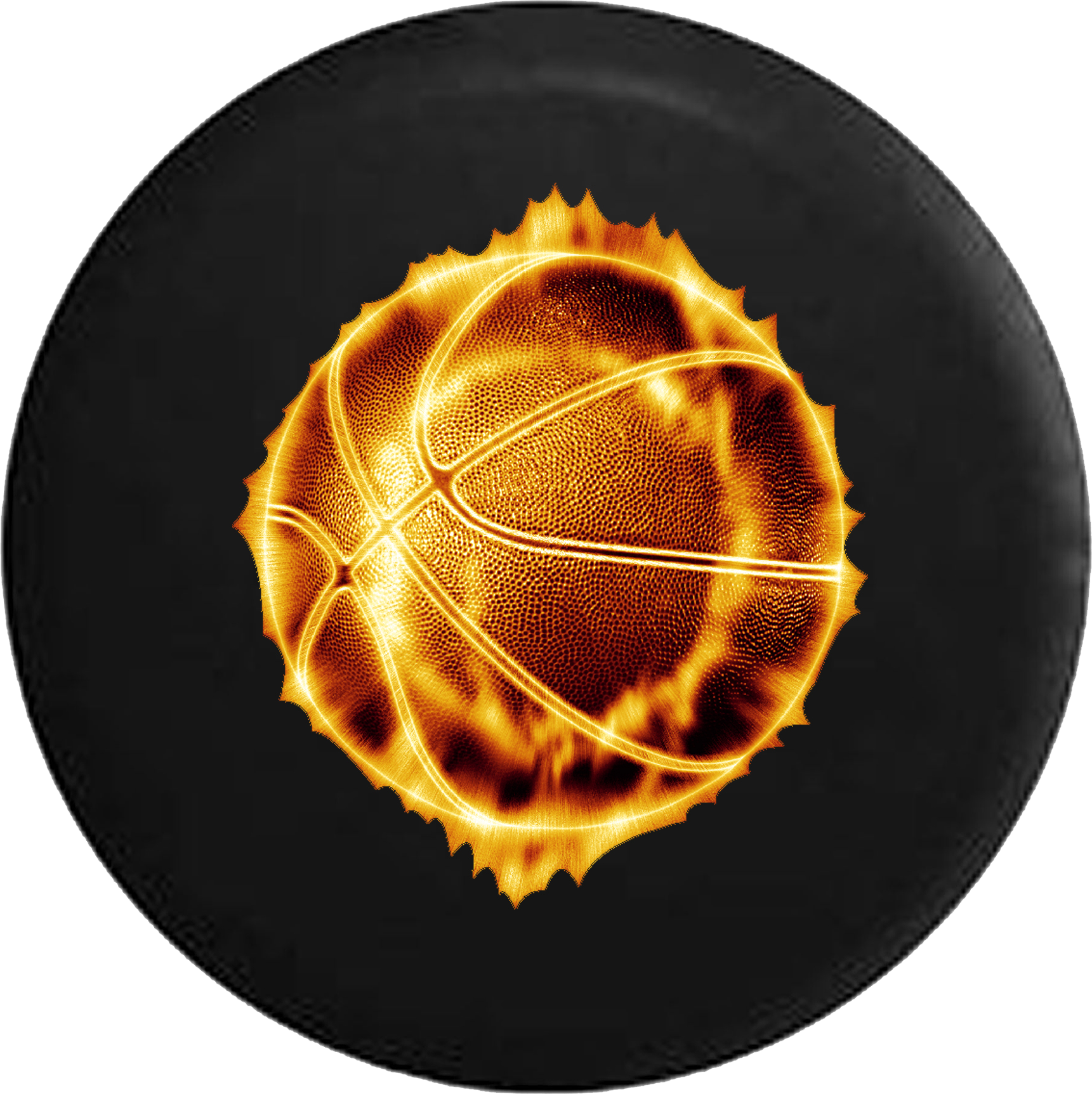 Glowing Red With Fire Basketball Sports Rv Camper Spare - Tirecoverpro Glowing Red With Fire Basketball Sports (1721x1725), Png Download