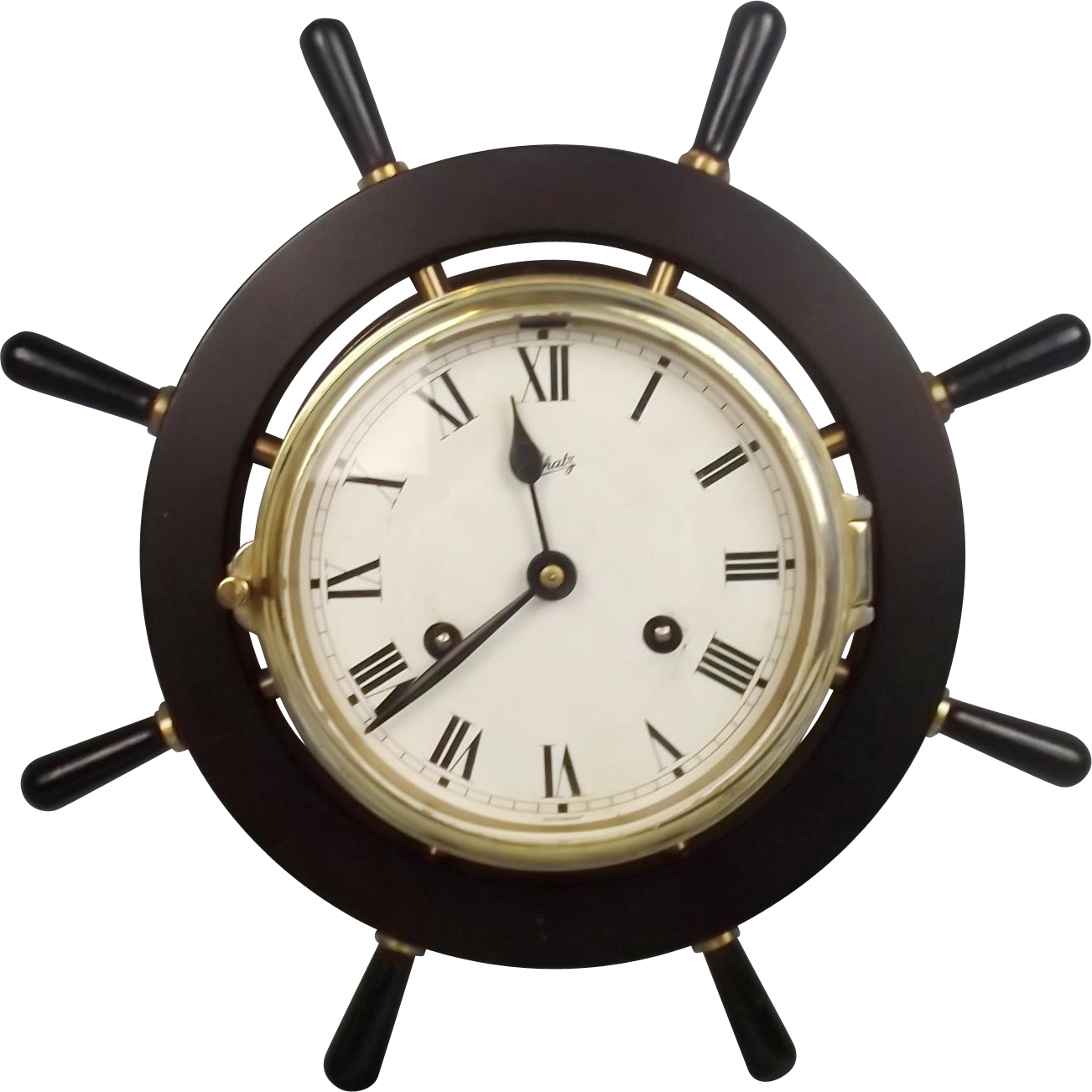 German Watch Striking Brass Schatz Ships Wheel Clock - Ship Wheel (1302x1302), Png Download