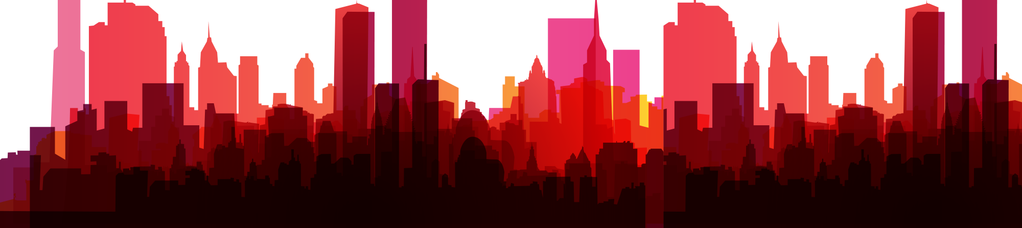 New York Skyline Grass - Nyc Cityscape Red (2000x446), Png Download