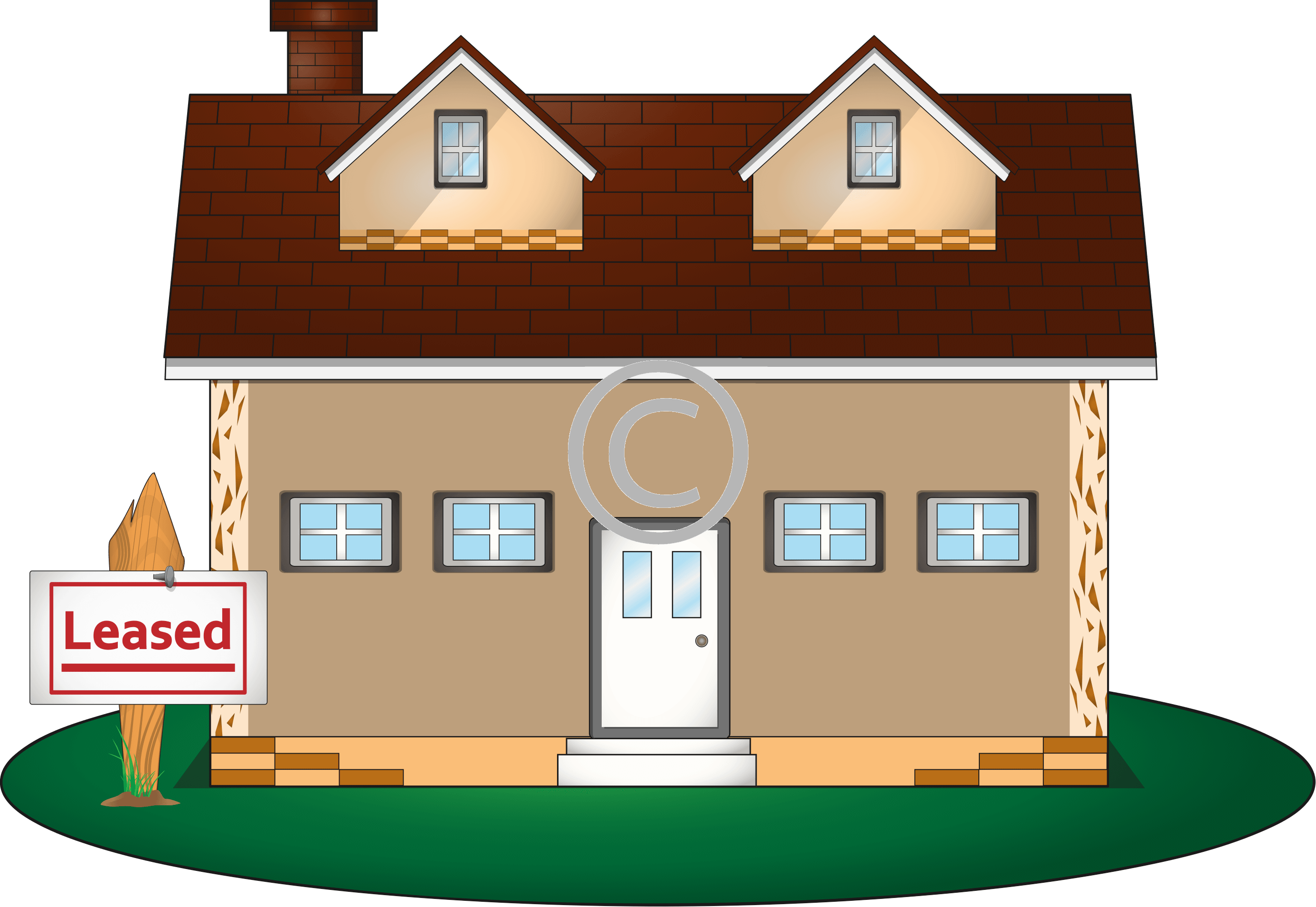 House With Leased Sign - House (2771x1909), Png Download