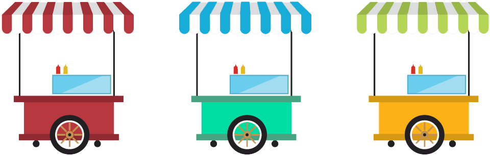 Vendors - Street Cart Free Download Vector (1096x397), Png Download