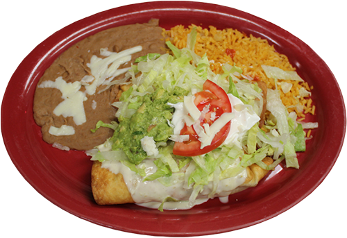 Chimichanga Food - Chimichanga Rice And Beans (500x343), Png Download