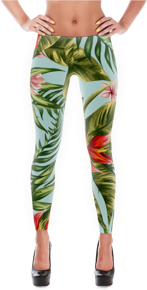 Tropical Floral Pattern Print Leggings - Dallas Cowboys Legging L (1000x1000), Png Download