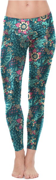 Indian Floral Pattern Leggings - Leggings (402x600), Png Download