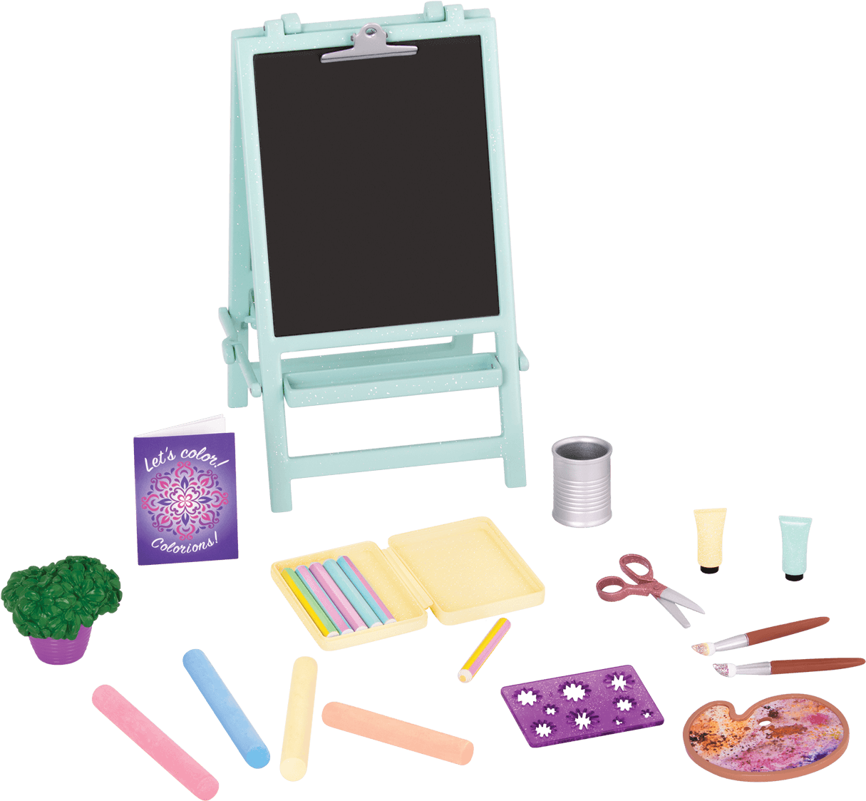 Creative Art Kit 14-inch Doll Art Accessories Easel - Glitter Girls Arts & Crafts Set (1800x1800), Png Download
