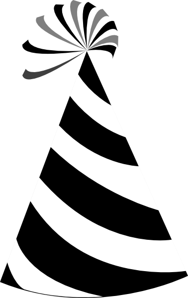 Black And White Party Hat Clip Art At Clker - Party Hat Black And White (378x599), Png Download