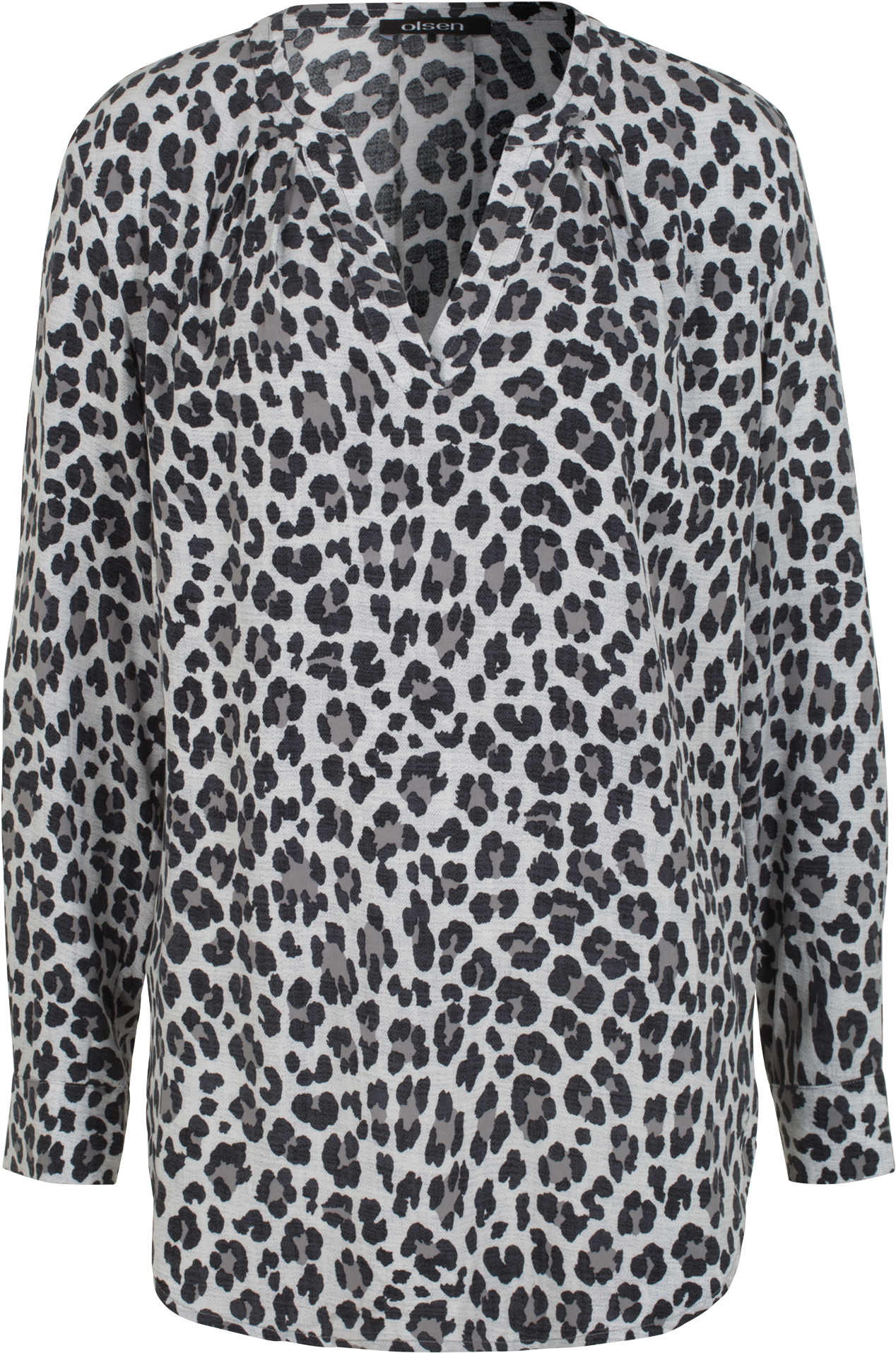 Blouse Leopard Allover Print - Olsen Blouse Woven Long Sleeves (1652x1990), Png Download