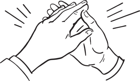 A Realistic Vector Eps Oldcuts Ra Hands - Clap Hands Black And White (480x279), Png Download