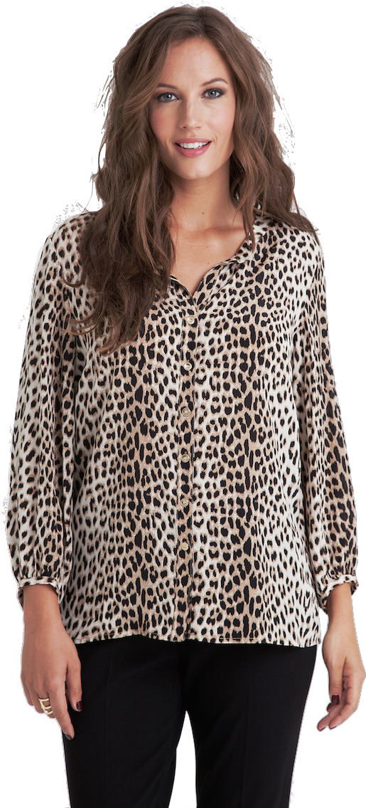 The Sophie Blouse In Leopard - Photo Shoot (800x1200), Png Download