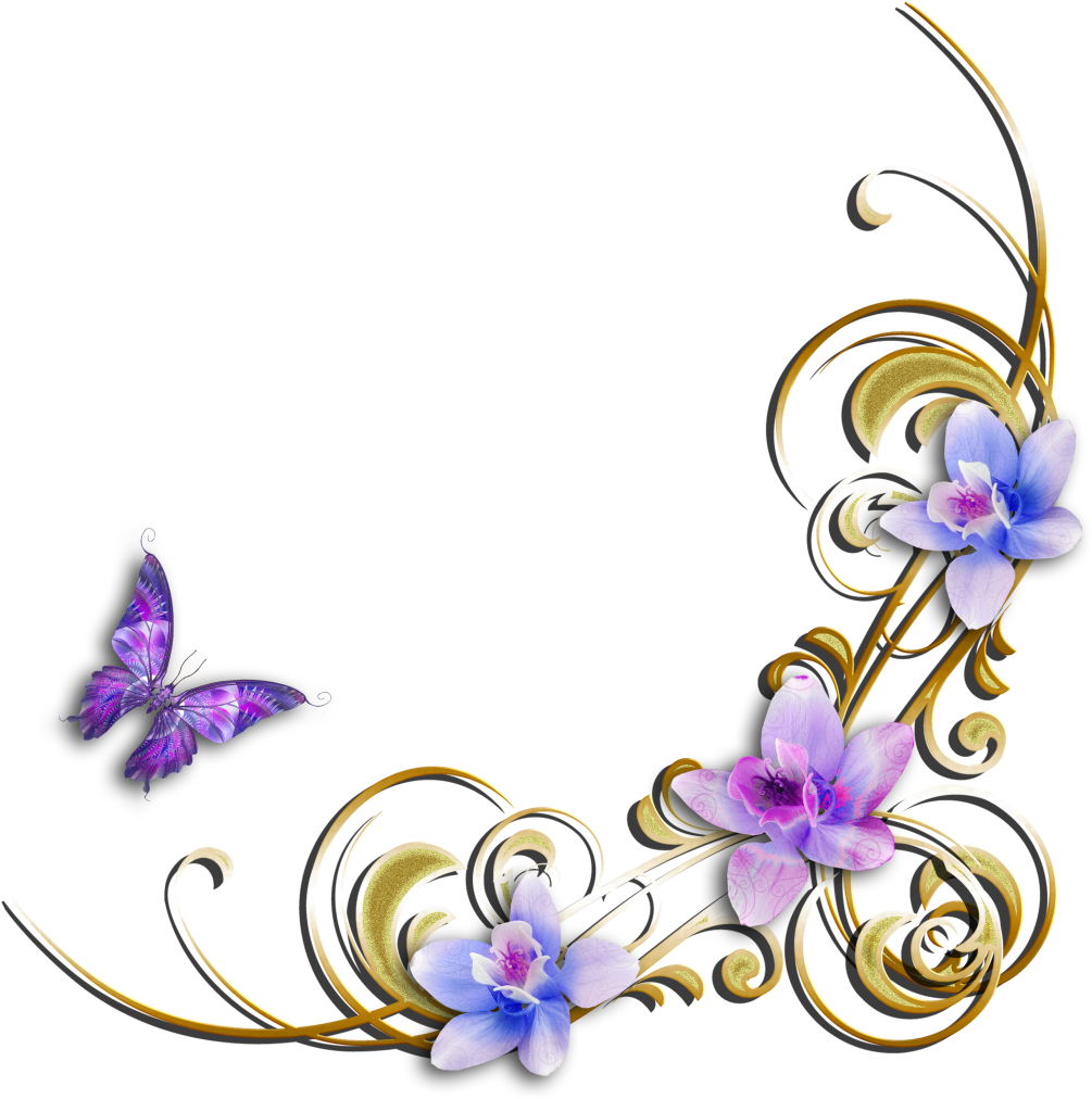 Pink Swirl Clipart Best - Esquineros Mariposas Y Flores Png (1280x1020), Png Download