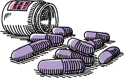 Illustration Of Spilled Pill Bottle - Illustration (500x370), Png Download