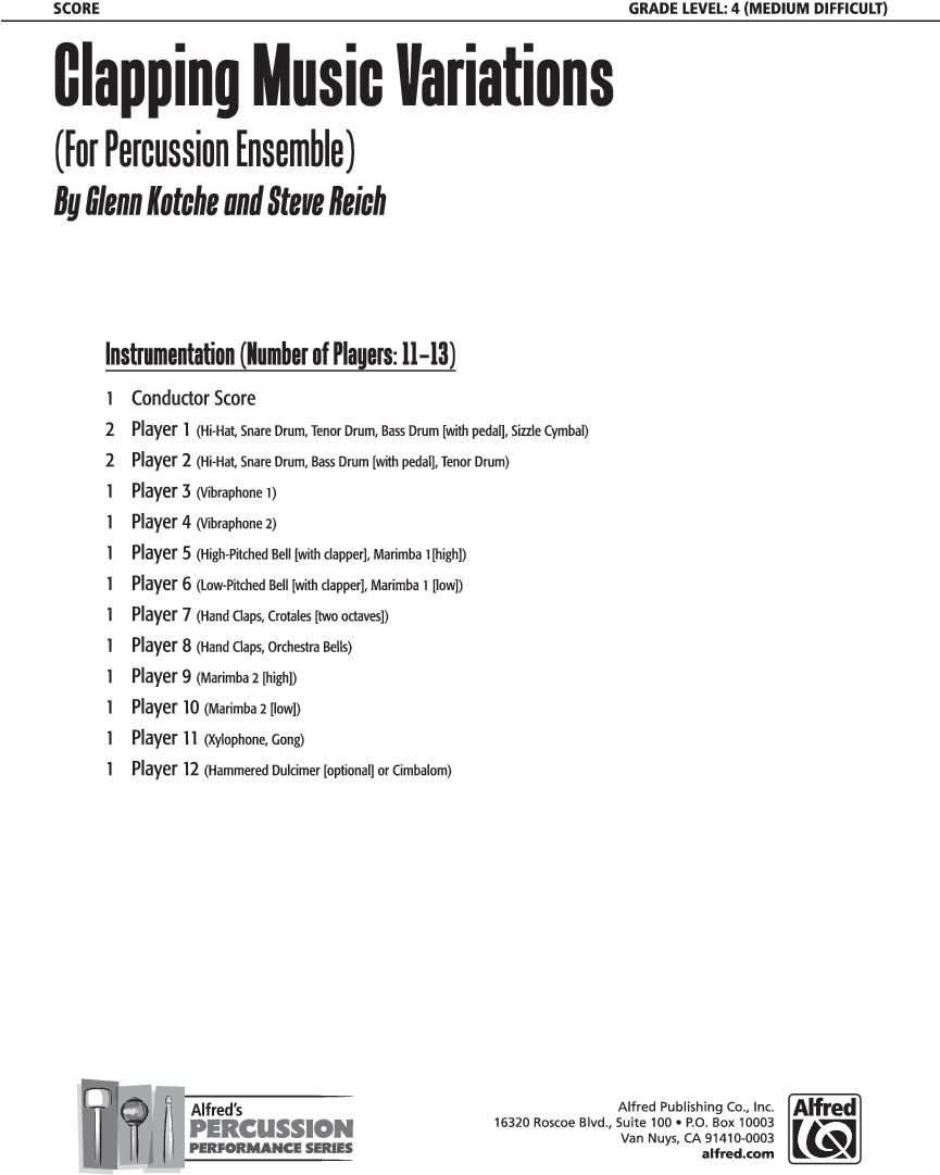 Clapping Music Variations Thumbnail Clapping Music - Alfred Music (864x1152), Png Download