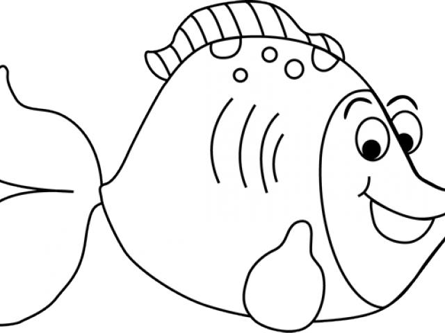 Cartoon Fish Clip Art Black And White (640x480), Png Download