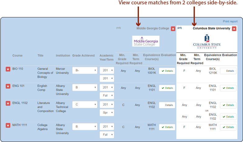 Georgia College Transfer Tool Compare Transfer Opportunities - Georgia College (795x487), Png Download