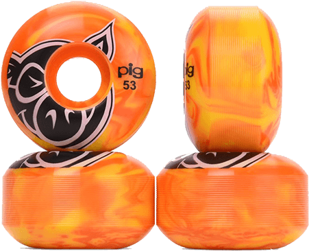 Pig Head Swirl 53mm 99a Skateboard Wheels - Pig Wheels Pig Head Skateboard Wheels Yellow 54mm (450x450), Png Download