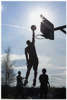 Basketball Silhouette Player Dunking In A Game Poster - Streetball (400x400), Png Download
